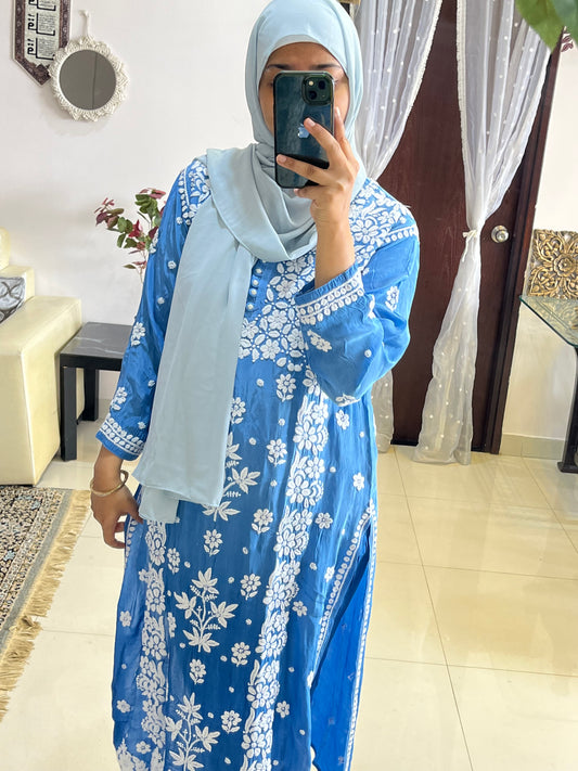Mehwish crape coord set(royal blue)