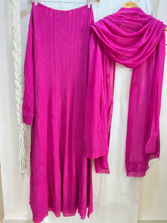 Rani Anarkali set (Semi stitched)