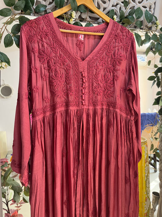 Mehar muslin front open long dress
