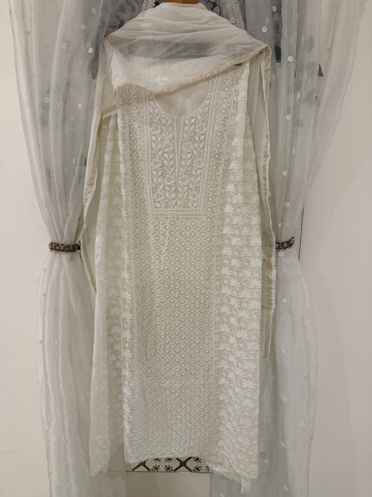 Kohinoor mul chanderi 3 piece suit set(unstitched)