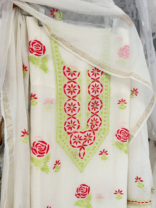 Maaha pure mul chanderi suit set (Unstitched)