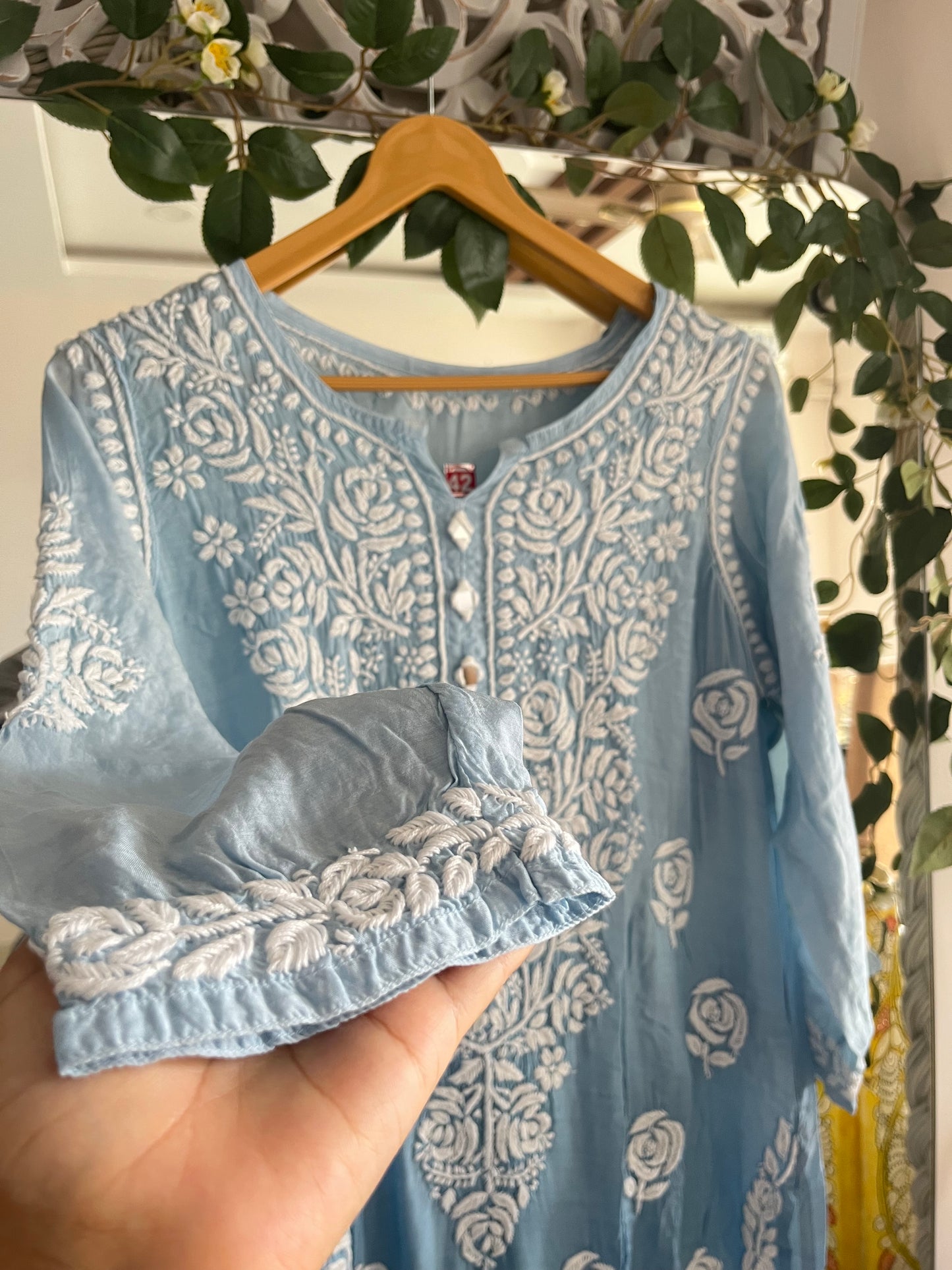 Rose mirror muslin kurta