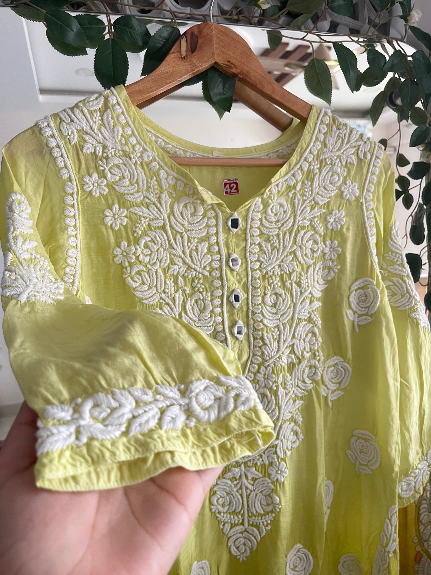 Rose mirror muslin kurta