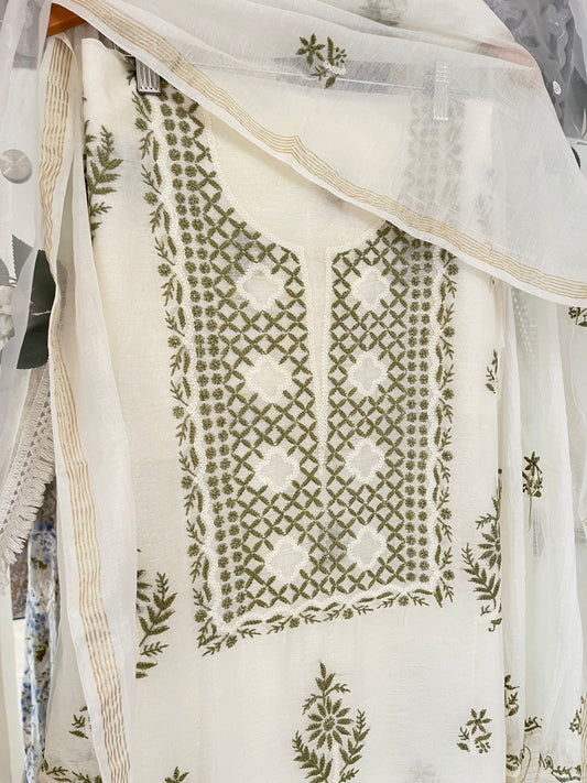 Maaha pure mul chanderi suit set (Unstitched)