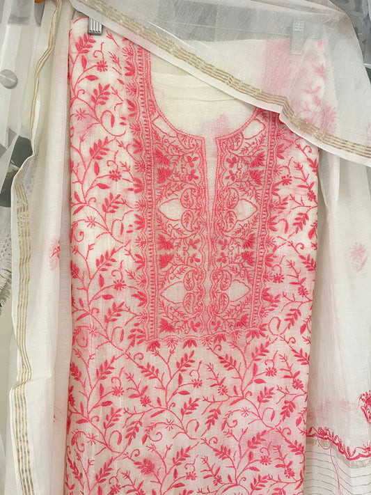 Azba mul chanderi suit set (Unstitched)