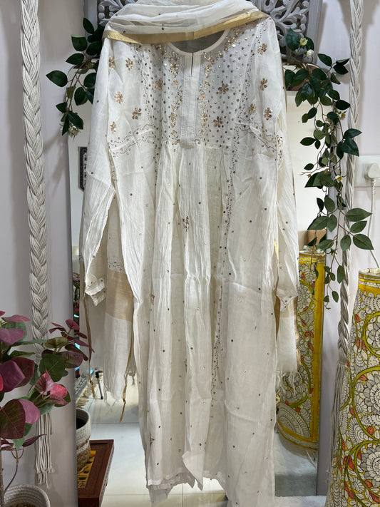 Kiran mul kamdani suit set (Semi stitched)