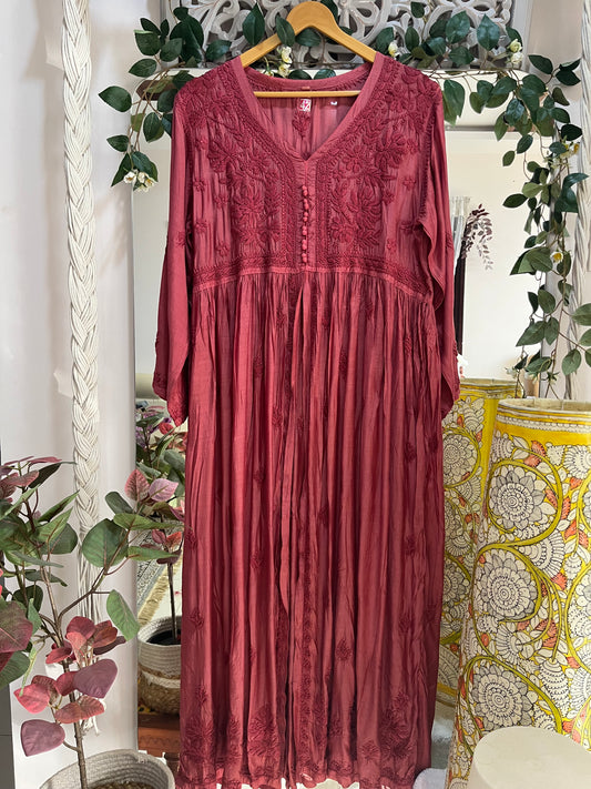 Mehar muslin front open long dress