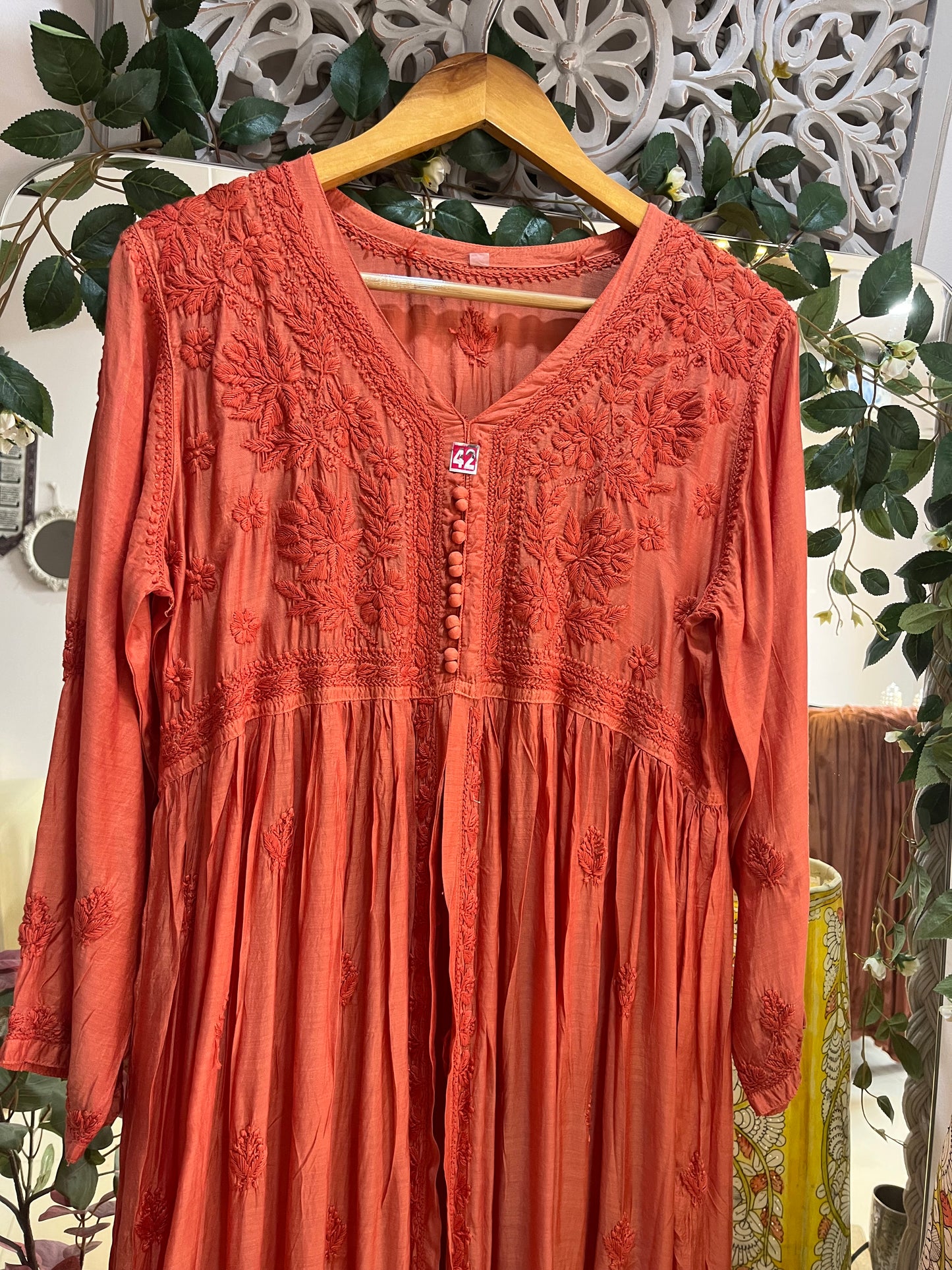 Mehar muslin front open long dress