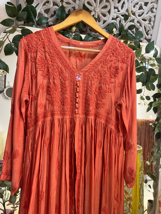 Mehar muslin front open long dress