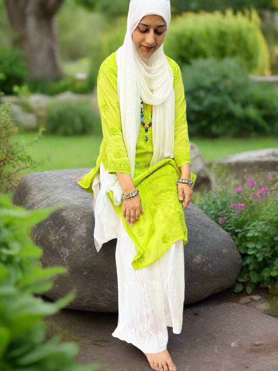 Pure viscose chikankari gharara