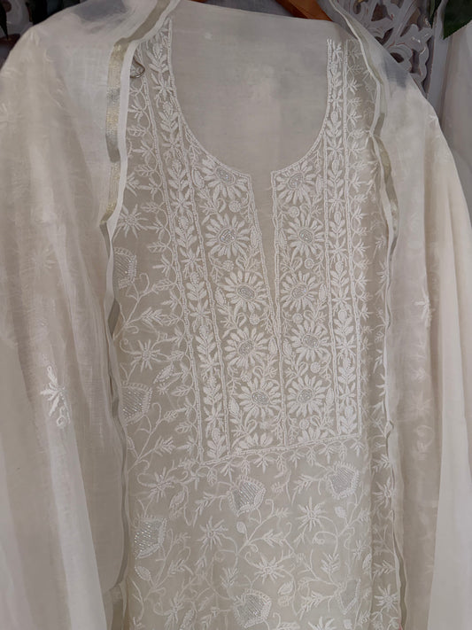 Kohinoor mul chanderi 2 piece suit set(unstitched)