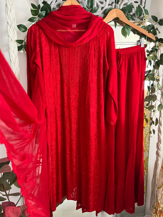 Noor sharara suit set red
