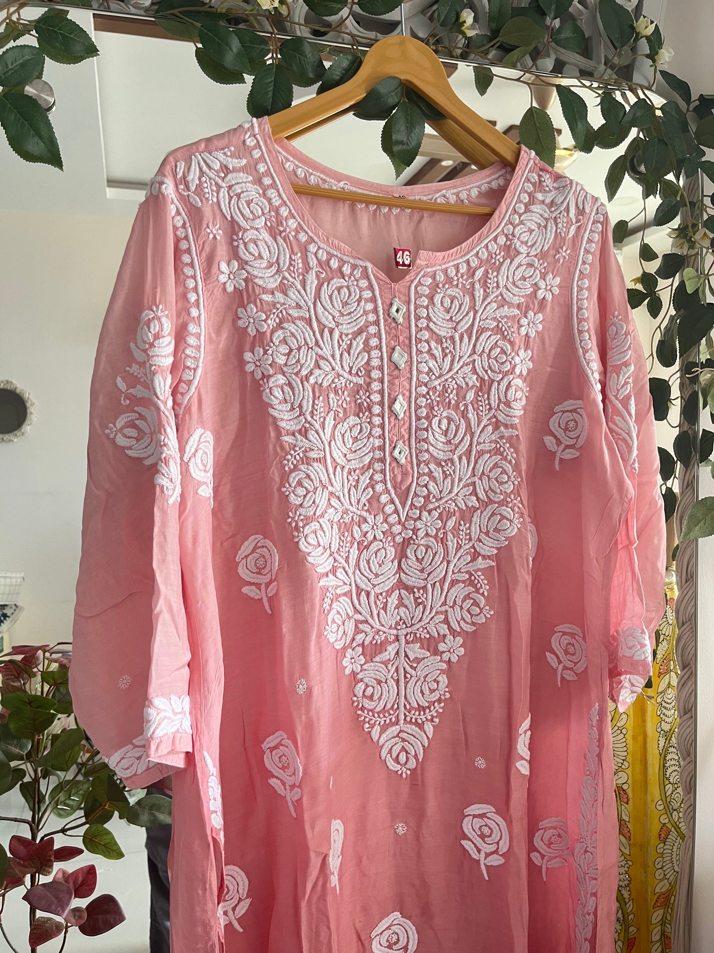 Rose mirror muslin kurta