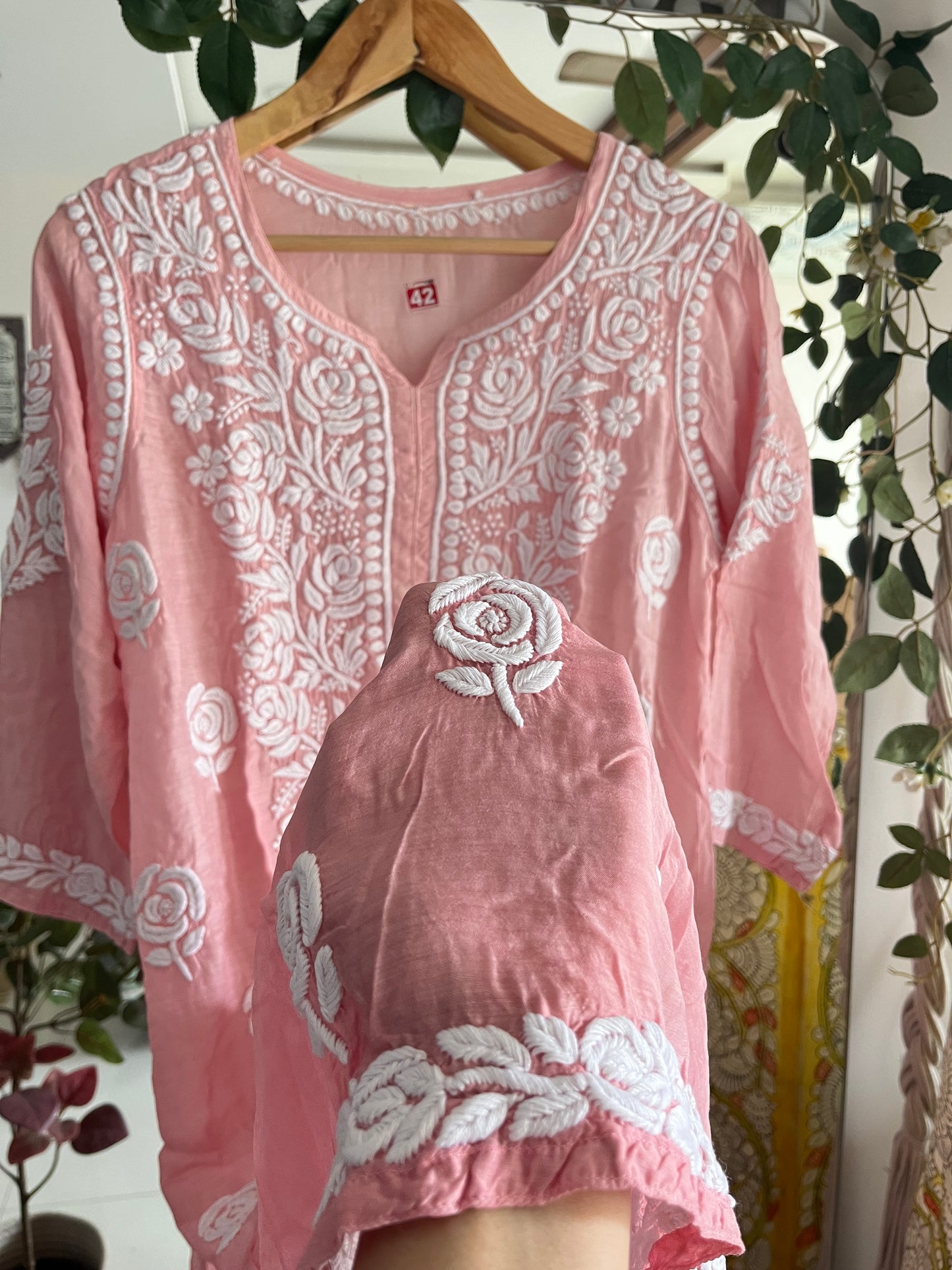 Rose muslin kurta