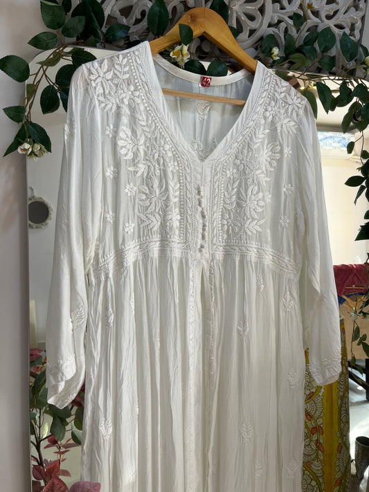 Mehar muslin front open long dress