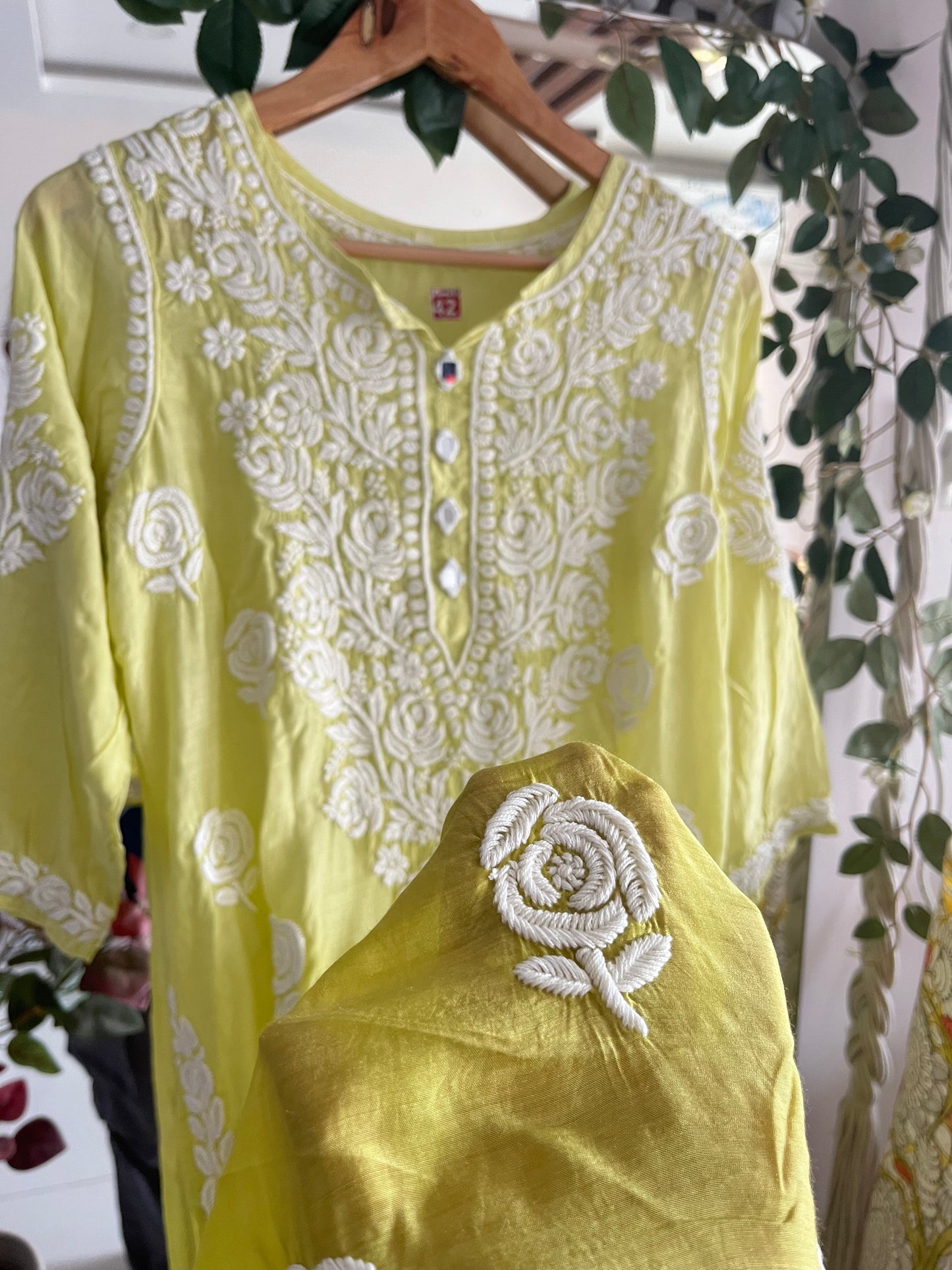 Rose mirror muslin kurta