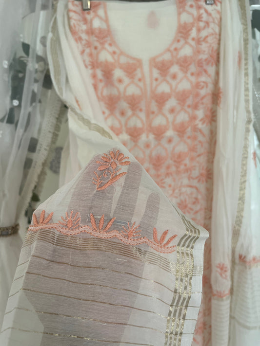 Azba mul chanderi suit set (Unstitched)