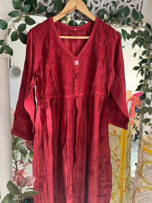 Mehar muslin front open long dress