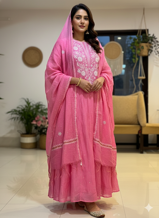 Mehwish mul Anarkali (Semi stitched)