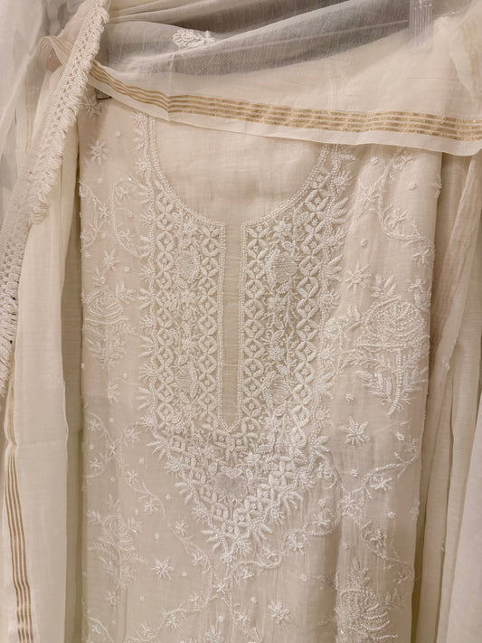 Kohinoor mul chanderi 3 piece suit set(unstitched)