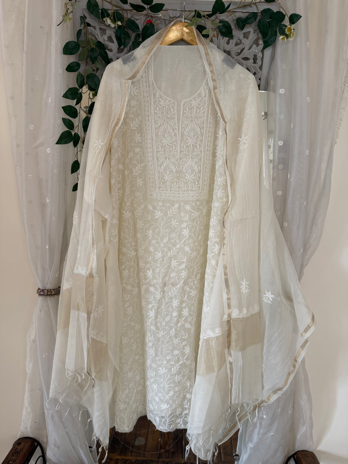 Kohinoor mul chanderi 2 piece suit set(unstitched)