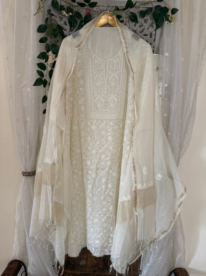 Kohinoor mul chanderi 2 piece suit set(unstitched)