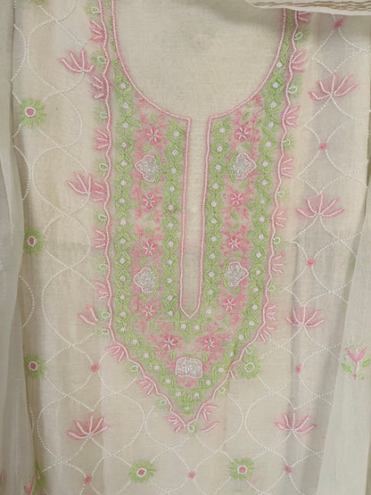 Anaiza mul chanderi 3 piece suit set(unstitched)
