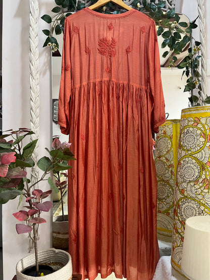 Mehar muslin front open long dress