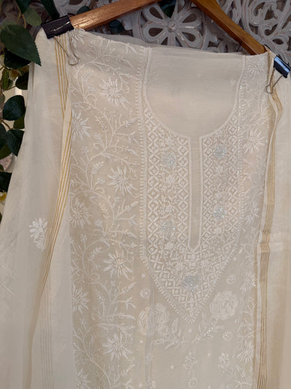 Kohinoor mul chanderi 2 piece suit set(unstitched)