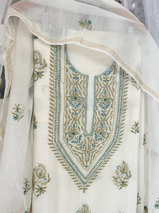Maaha pure mul chanderi suit set (Unstitched)