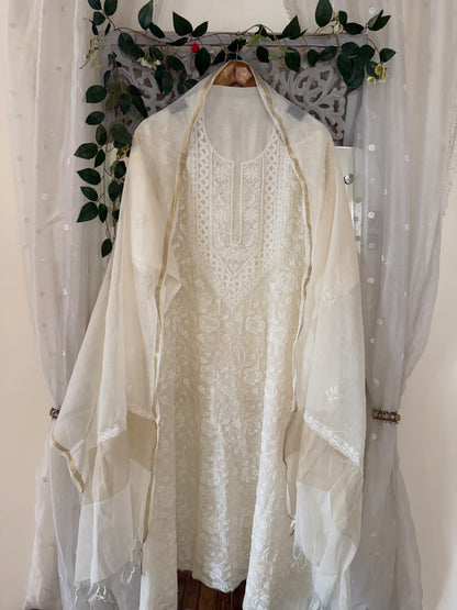 Kohinoor mul chanderi 2 piece suit set(unstitched)