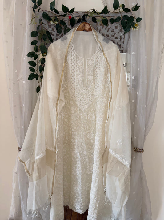 Kohinoor mul chanderi 2 piece suit set(unstitched)