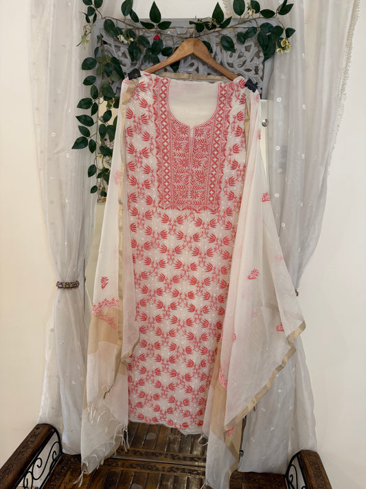 Kohinoor mul chanderi 2 piece suit set(unstitched)
