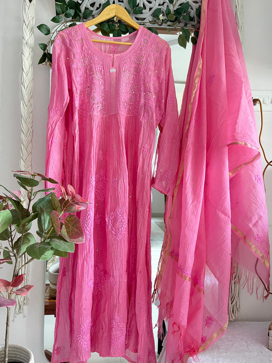 Khwahish tunic suit set pink
