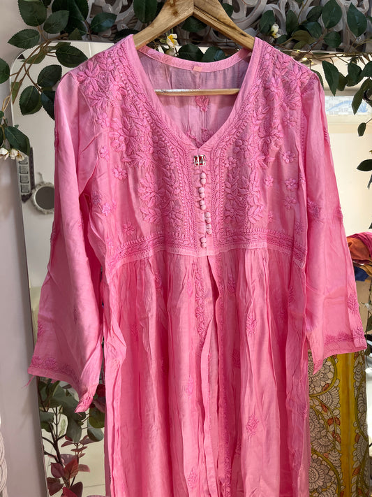 Mehar muslin front open long dress
