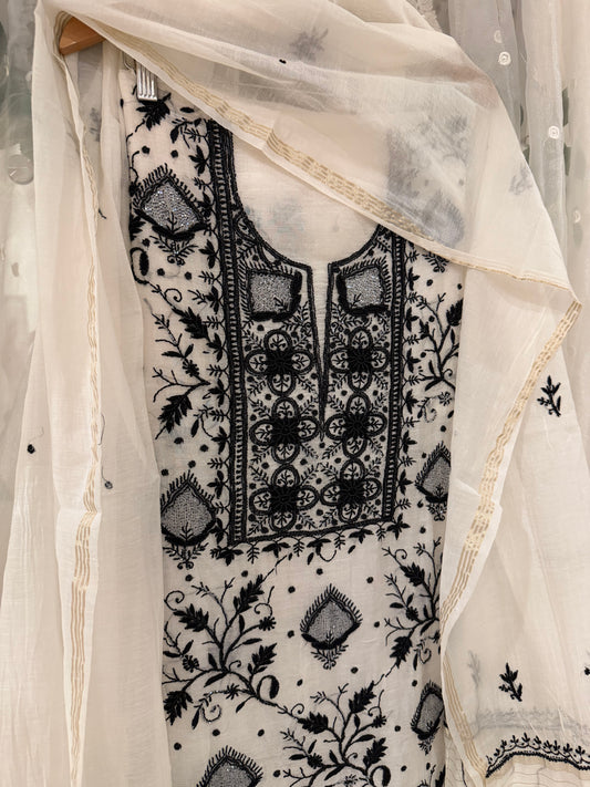 Anaiza mul chanderi 3 piece suit set(unstitched)