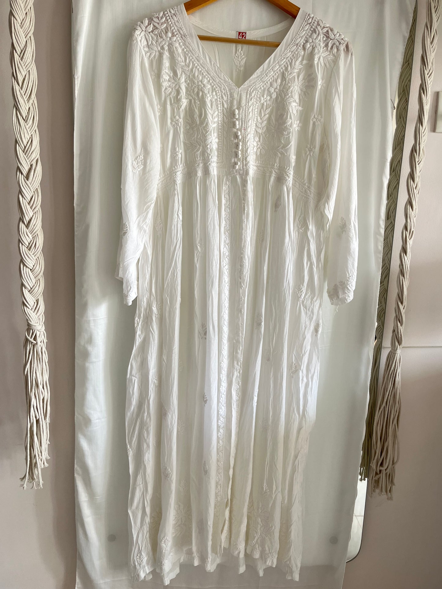 Front open white dress