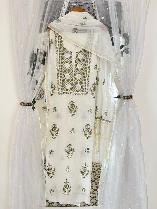 Maaha pure mul chanderi suit set (Unstitched)