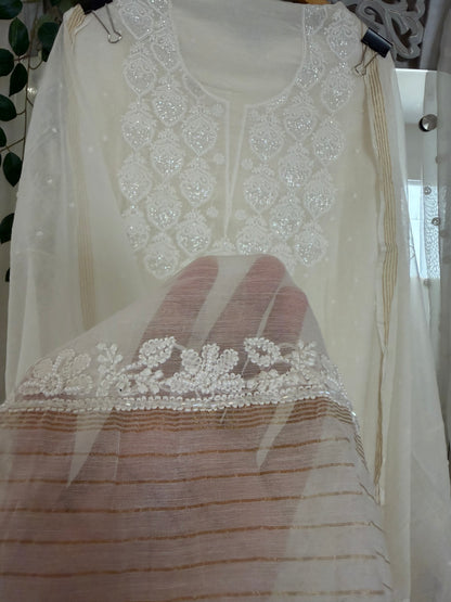 Noor mul chanderi 2 piece suit set(unstitched)