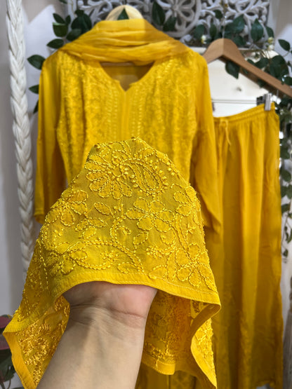 Noor sharara suit set mustard yellow