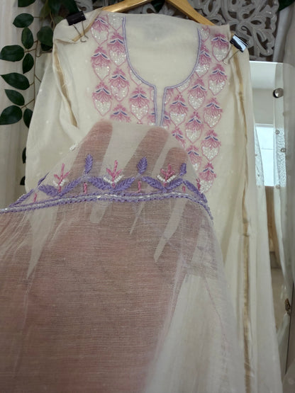 Noor mul chanderi 2 piece suit set(unstitched)