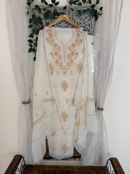 Maaha pure mul chanderi 2 piece suit set (Unstitched)