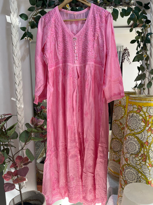 Mehar muslin front open long dress