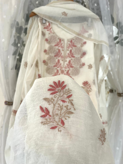 Maaha pure mul chanderi suit set (Unstitched)