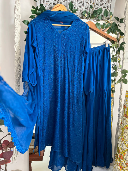 Noor sharara suit set blue