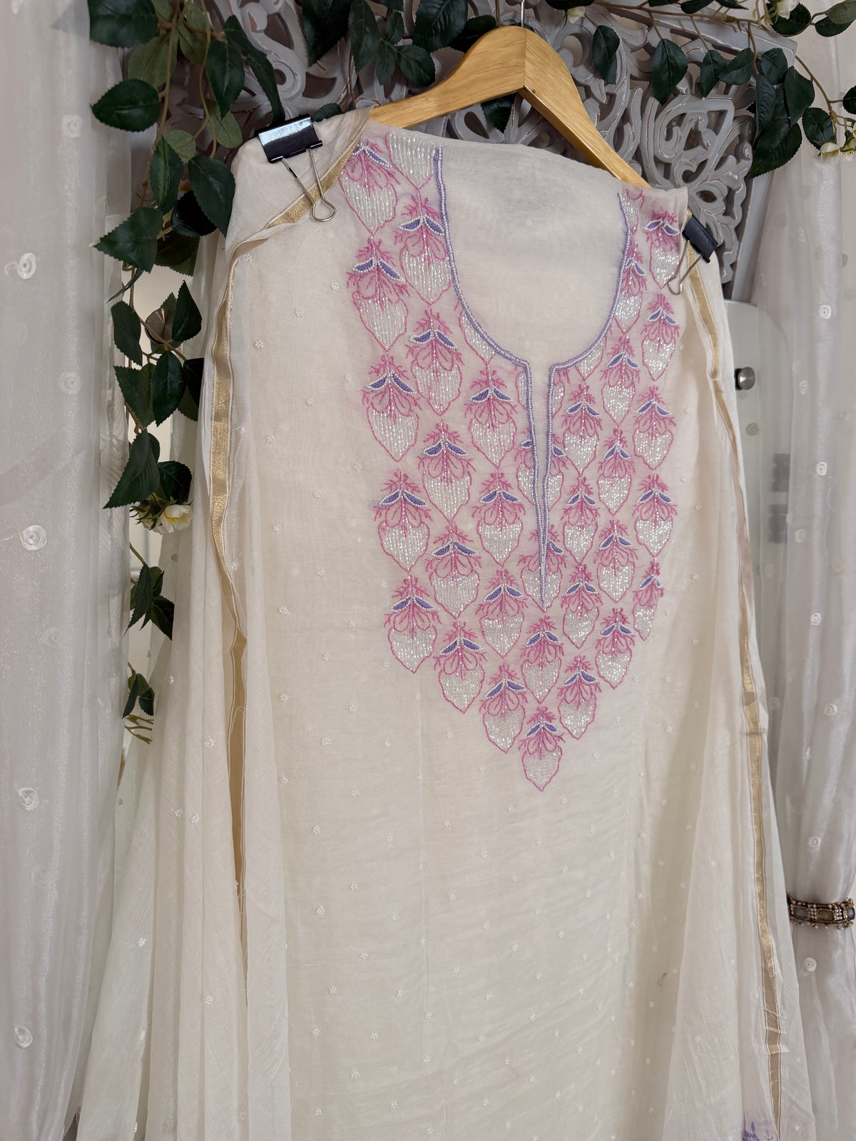 Noor mul chanderi 2 piece suit set(unstitched)
