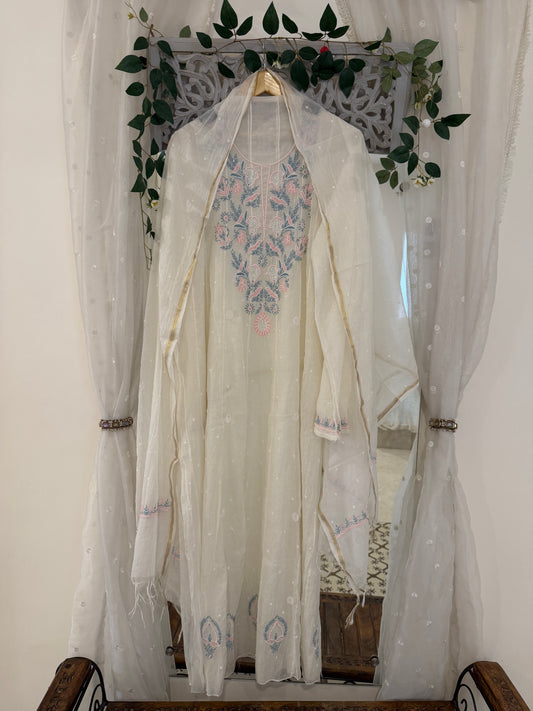 Anah pure mul chanderi anarkali (semi stitched)