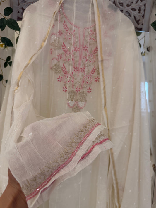 Anah pure mul chanderi anarkali (semi stitched)