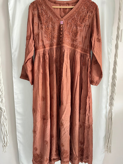 Mehar muslin front open long dress