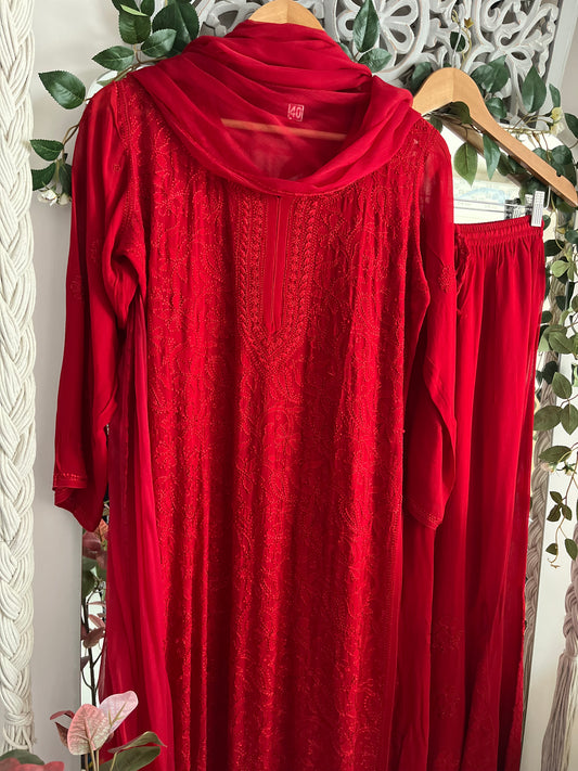 Noor sharara suit set red